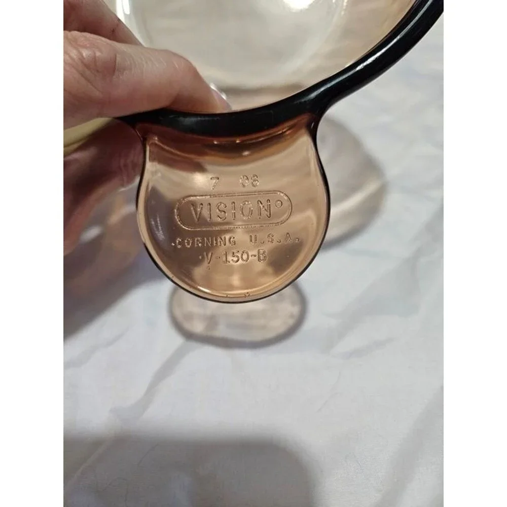Vintage CorningWare Vision Amber Heat N Serve Grab It Bowl V-150-B w Glass lid